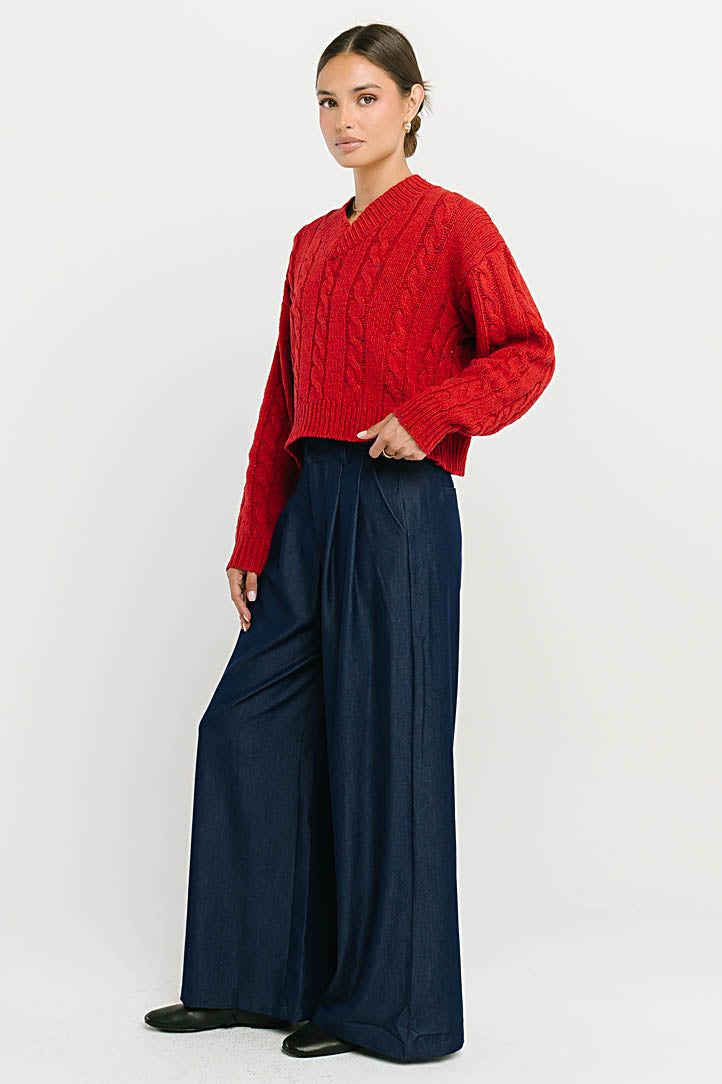 Maxine Speckled Sweater in Red