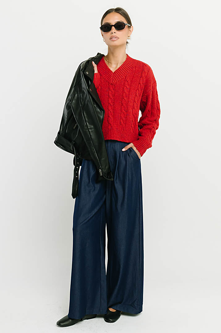 Maxine Speckled Sweater in Red