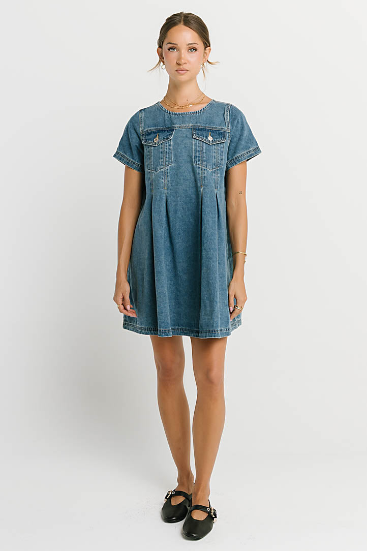 Zalara Denim Baby Doll Dress