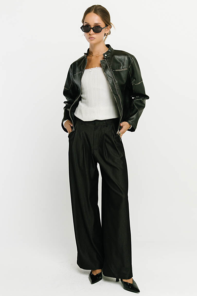 Joey Pleated Pants in Black