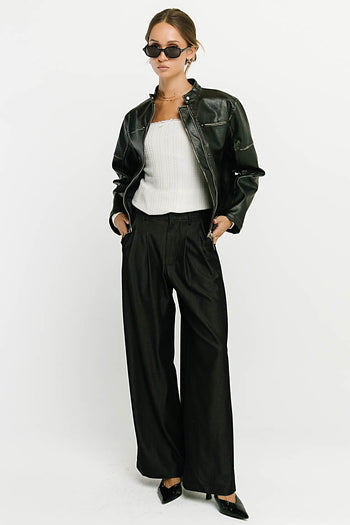 Joey Pleated Pants in Black