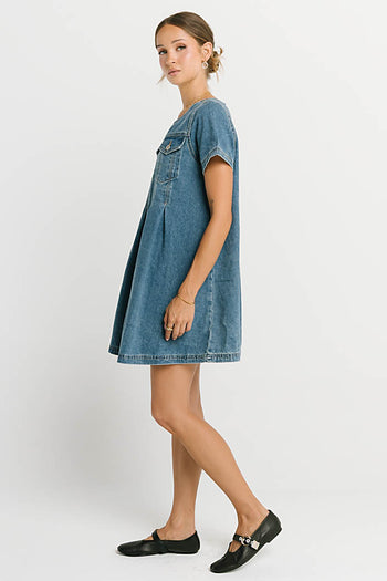 Zalara Denim Baby Doll Dress