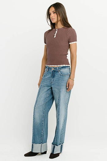 Kinley Contrast Sweater in Plum