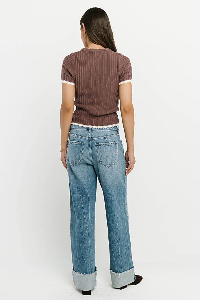 Kinley Contrast Sweater in Plum