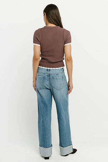 Kinley Contrast Sweater in Plum