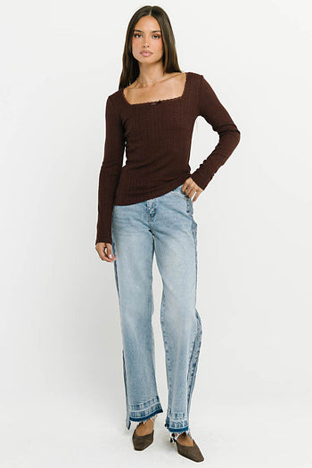 Andrea Knit Top in Burgundy
