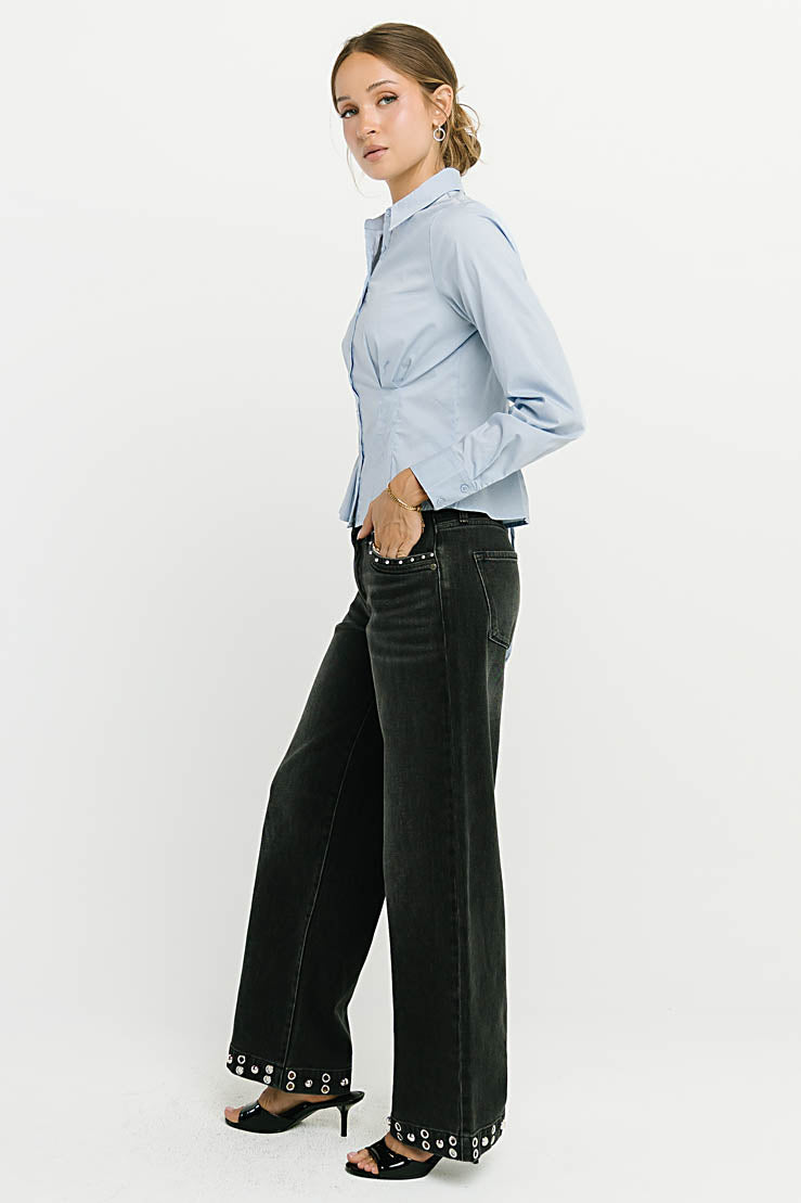 Delora Studded Wide Leg Jeans