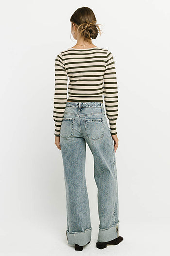 Waldorf Striped Top in Olive