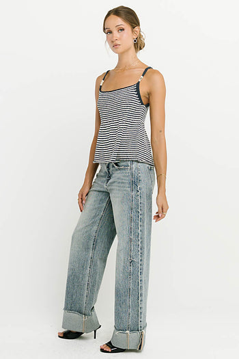 Yalara Striped Peplum Top