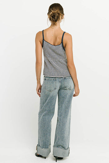 Yalara Striped Peplum Top