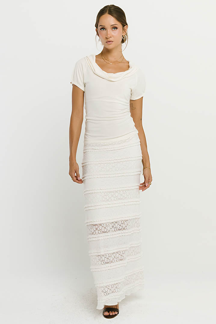 Lexie Lace Midi Skirt in Cream - FINAL SALE