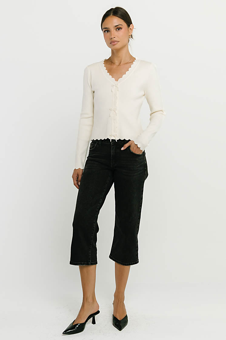 Suzy Scalloped Sweater in Ivory