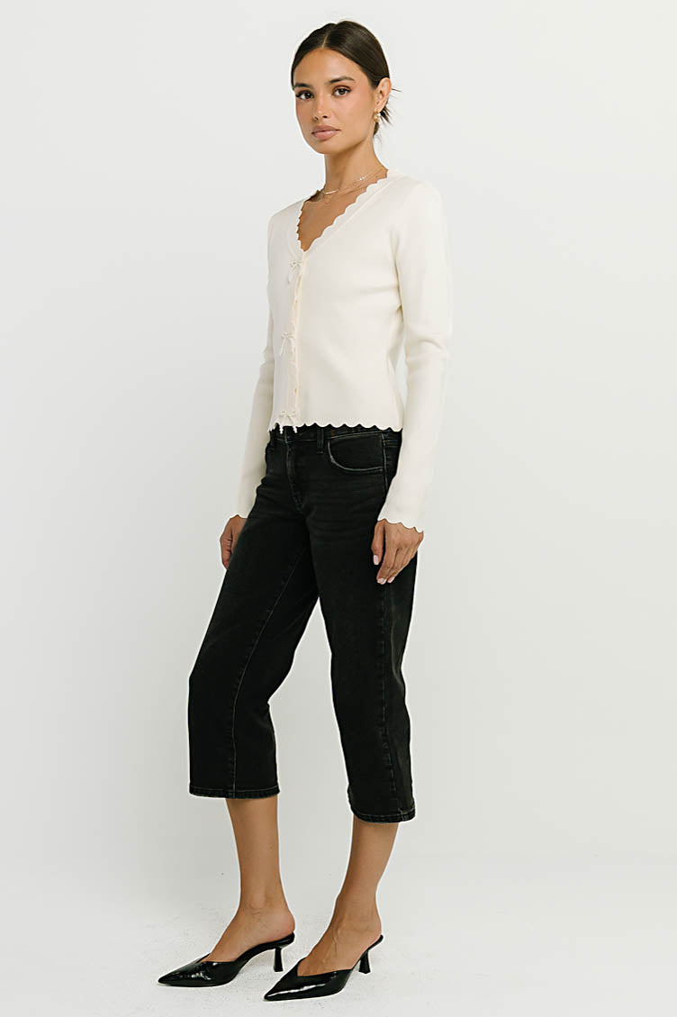Suzy Scalloped Sweater in Ivory