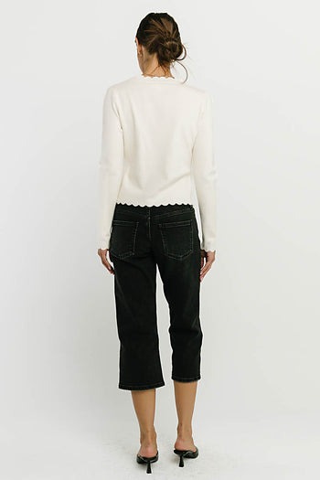 Suzy Scalloped Sweater in Ivory
