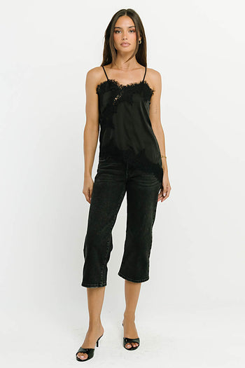 Berkley Lace Trim Tank in Black