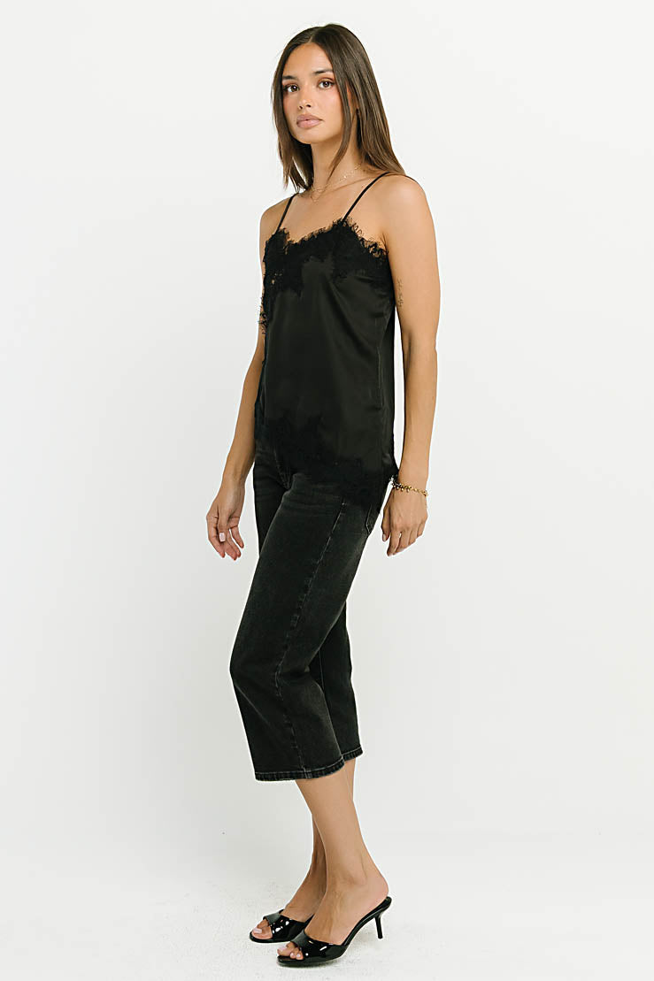 Berkley Lace Trim Tank in Black
