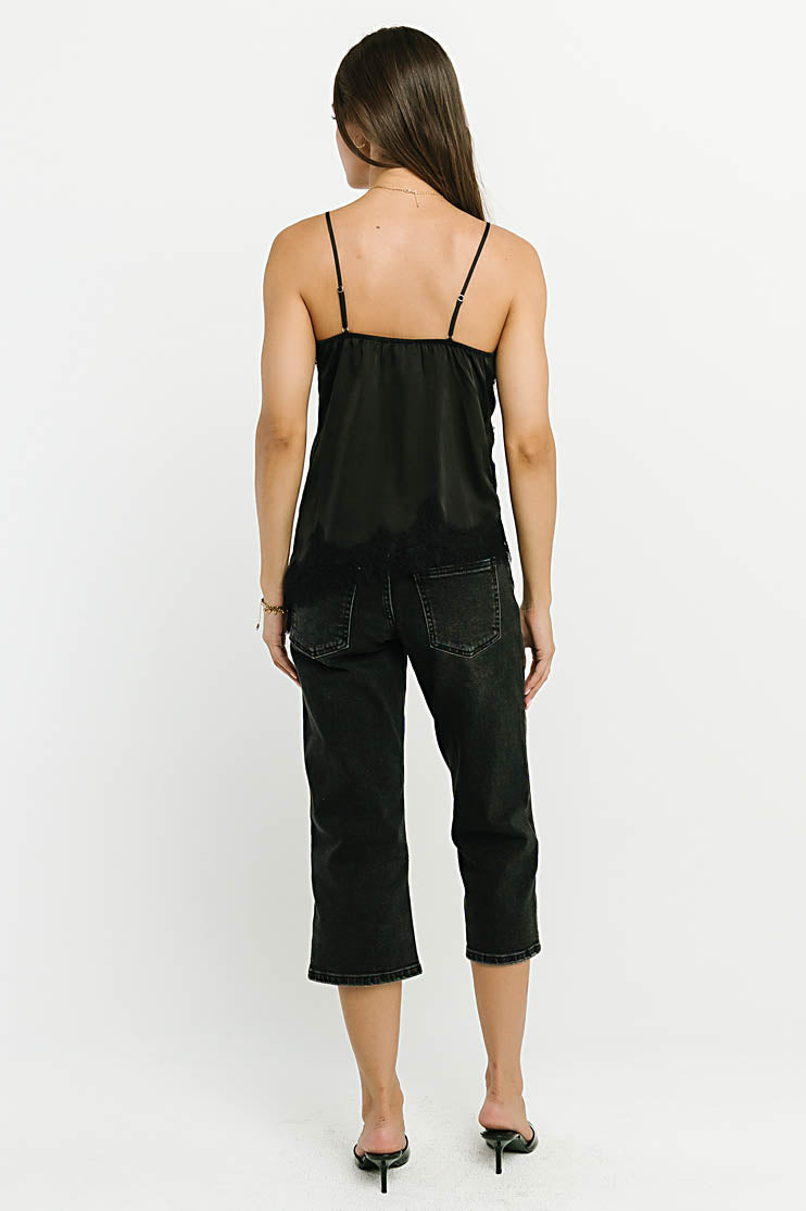 Berkley Lace Trim Tank in Black