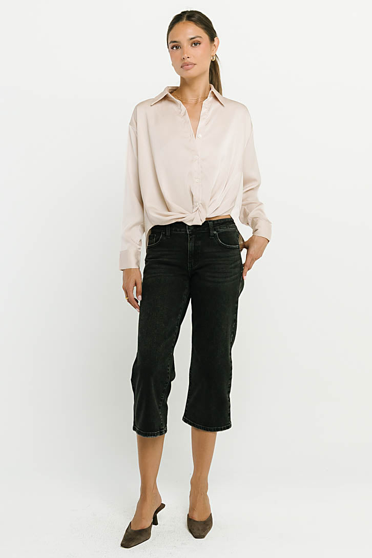 Margaret Twist Button Up in Champagne