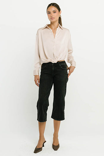 Margaret Twist Button Up in Champagne
