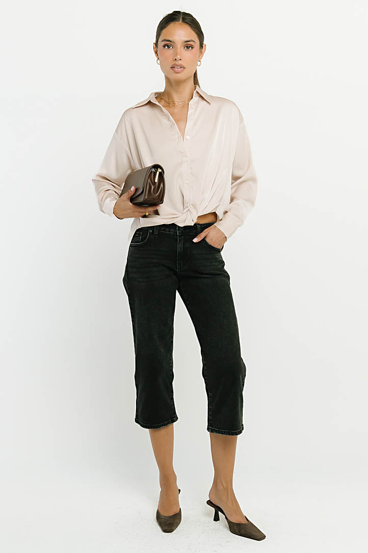 Margaret Twist Button Up in Champagne