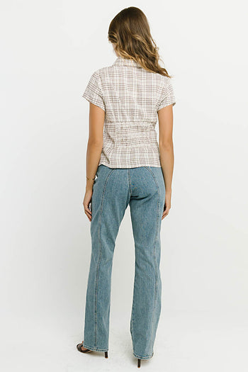Tristan Plaid Button Up in Brown