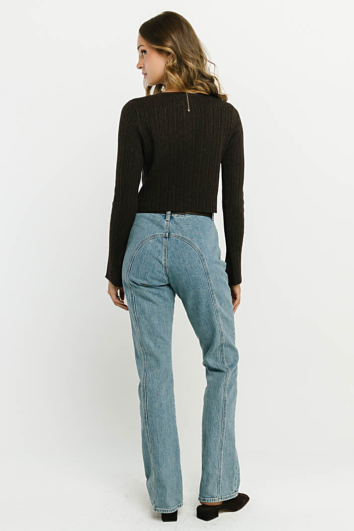 Denice High Rise Seamed Bootcut Jeans