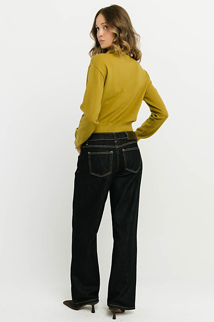 Maya Button Up Sweater in Chartreuse