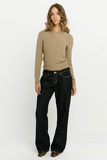 Marceline Textured Top in Taupe