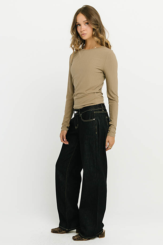 Marceline Textured Top in Taupe
