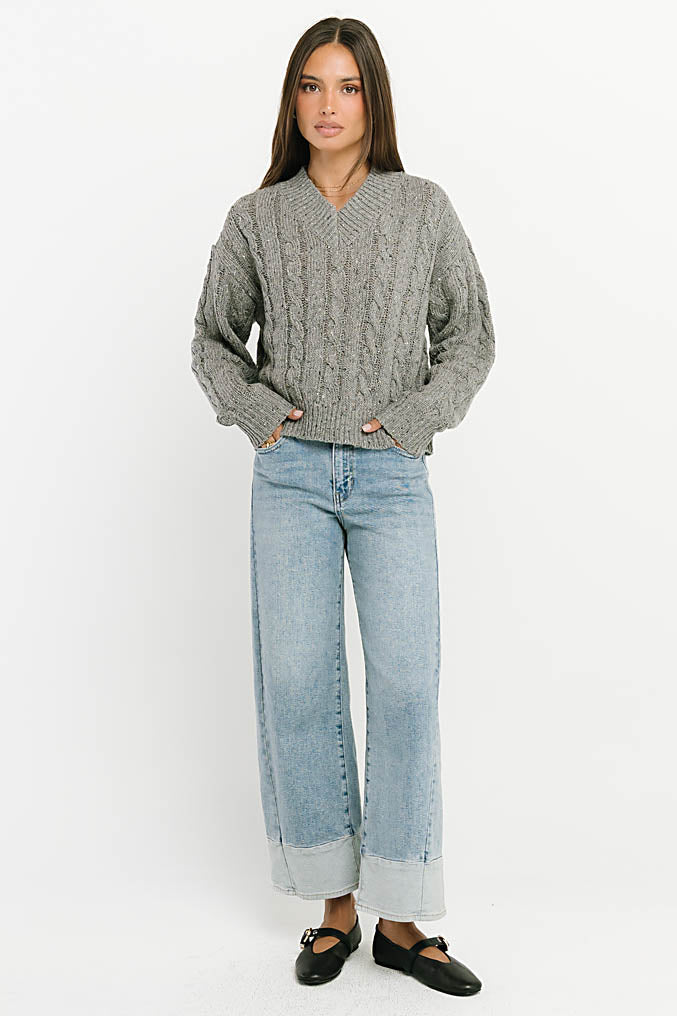 Maxine Speckled Sweater in Heather Grey
