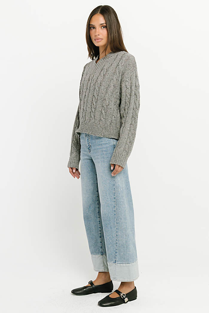 Maxine Speckled Sweater in Heather Grey