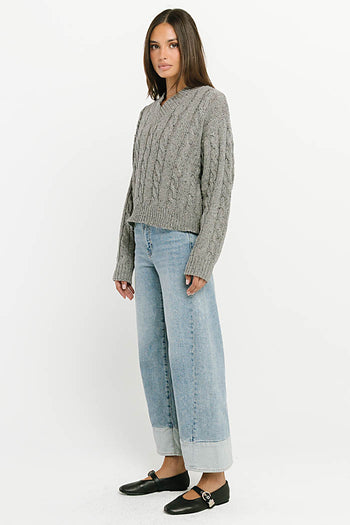 Maxine Speckled Sweater in Heather Grey