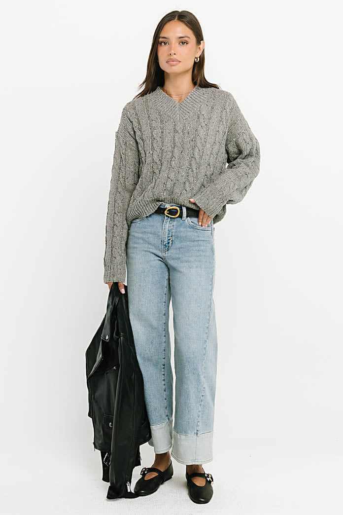 Maxine Speckled Sweater in Heather Grey