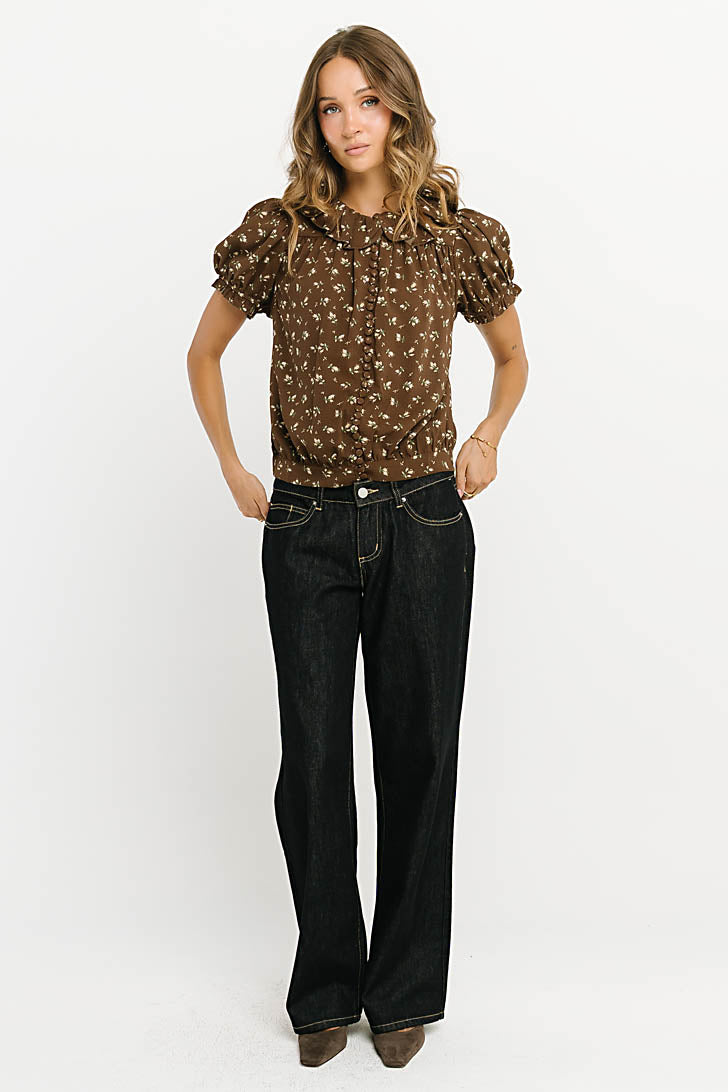 Bennie Collared Blouse in Brown