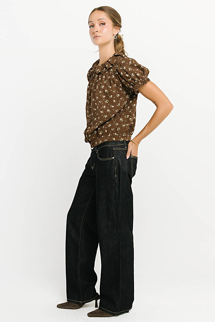 Bennie Collared Blouse in Brown