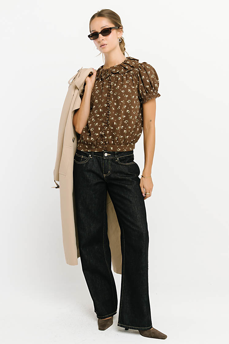 Bennie Collared Blouse in Brown