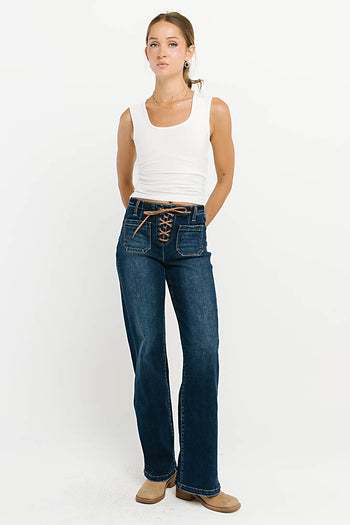 Leah Mid Rise Wide Leg Jeans