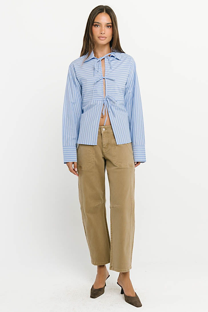 Gillian Collared Striped Blouse