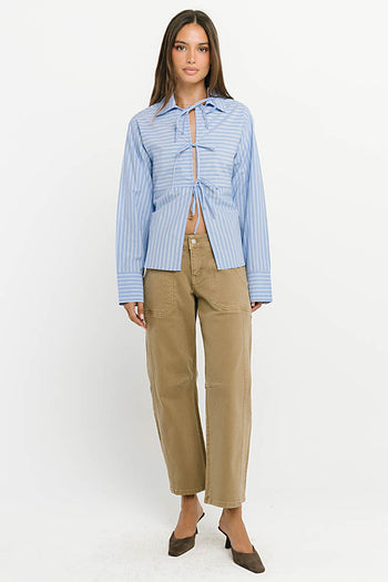 Gillian Collared Striped Blouse