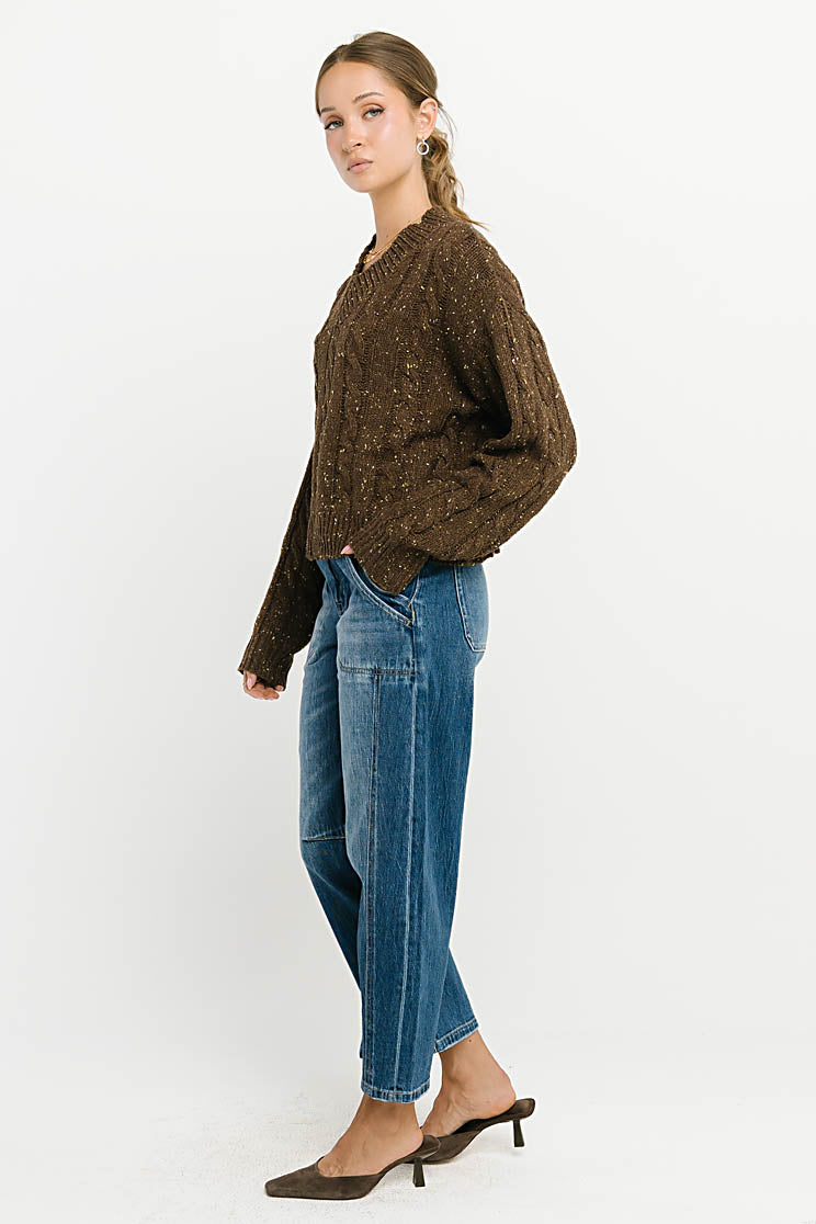 Maxine Speckled Sweater in Brown