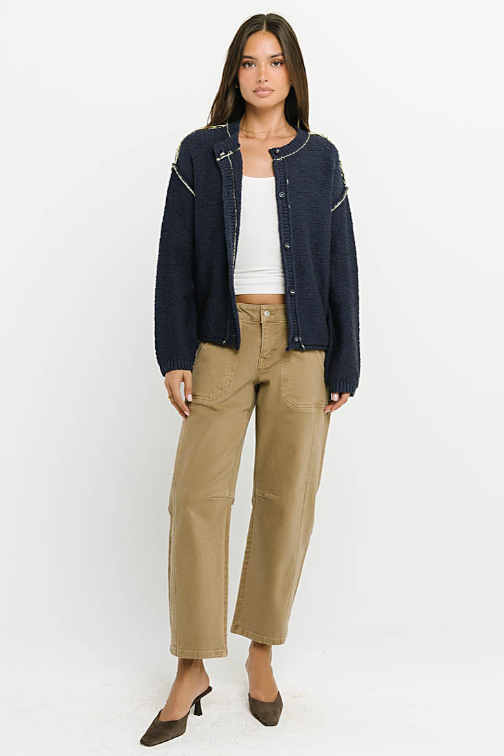 Mindi Contrast Sweater in Navy