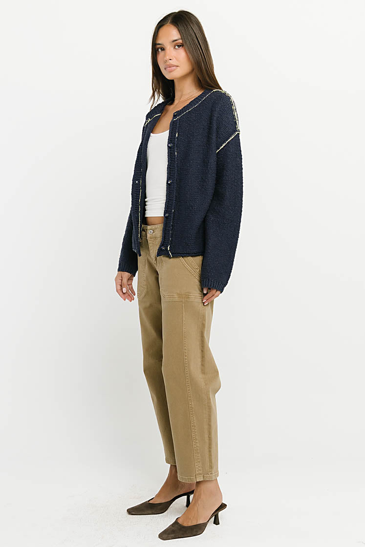 Mindi Contrast Sweater in Navy