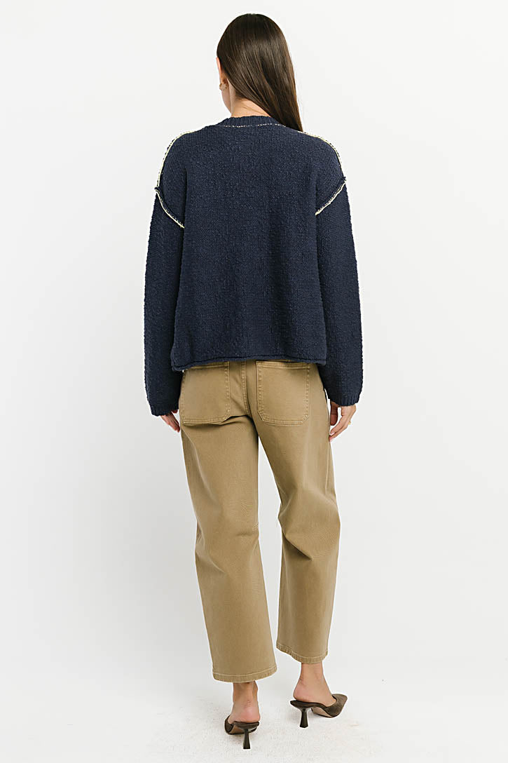 Mindi Contrast Sweater in Navy