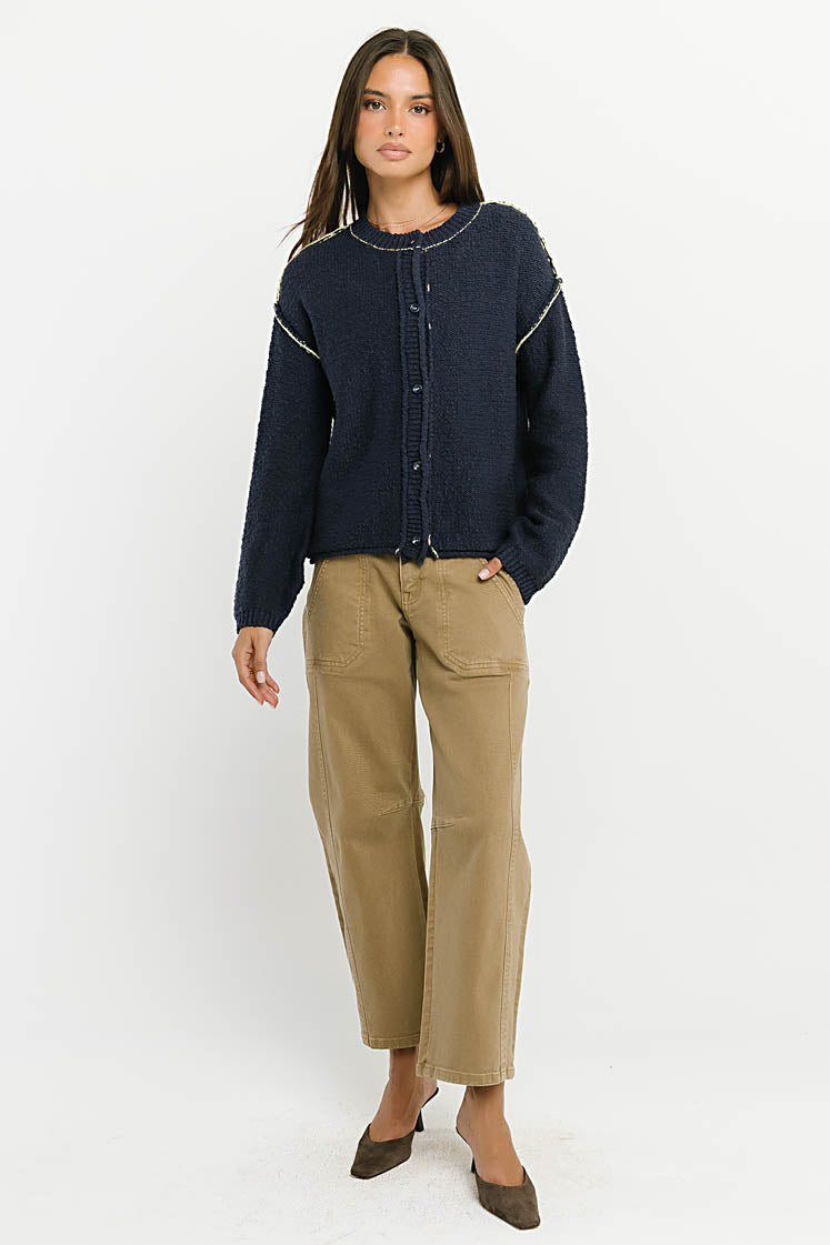 Mindi Contrast Sweater in Navy