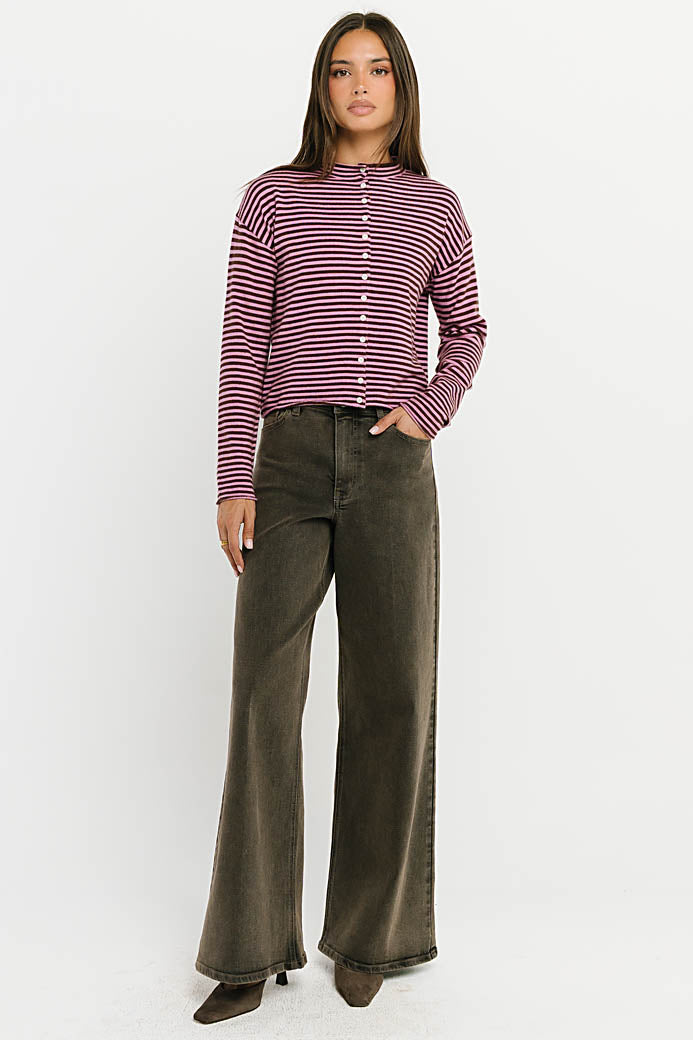 Julianne Striped Cardigan in Pink