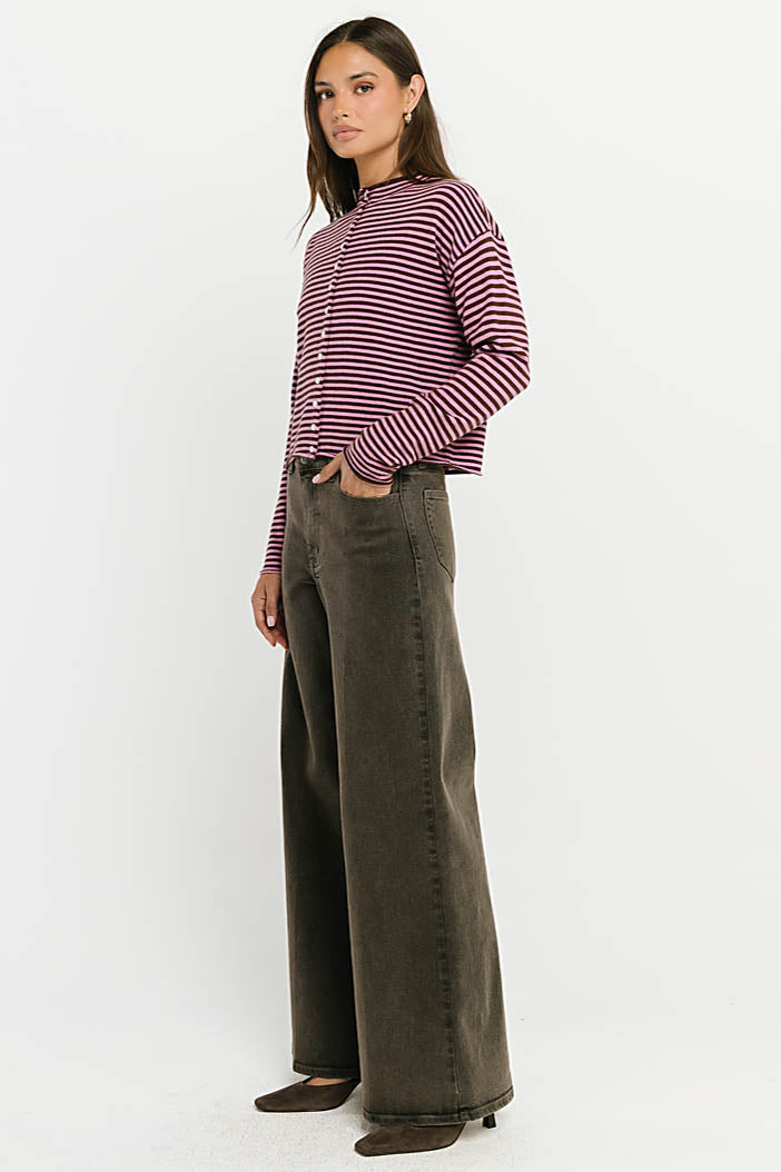 Julianne Striped Cardigan in Pink