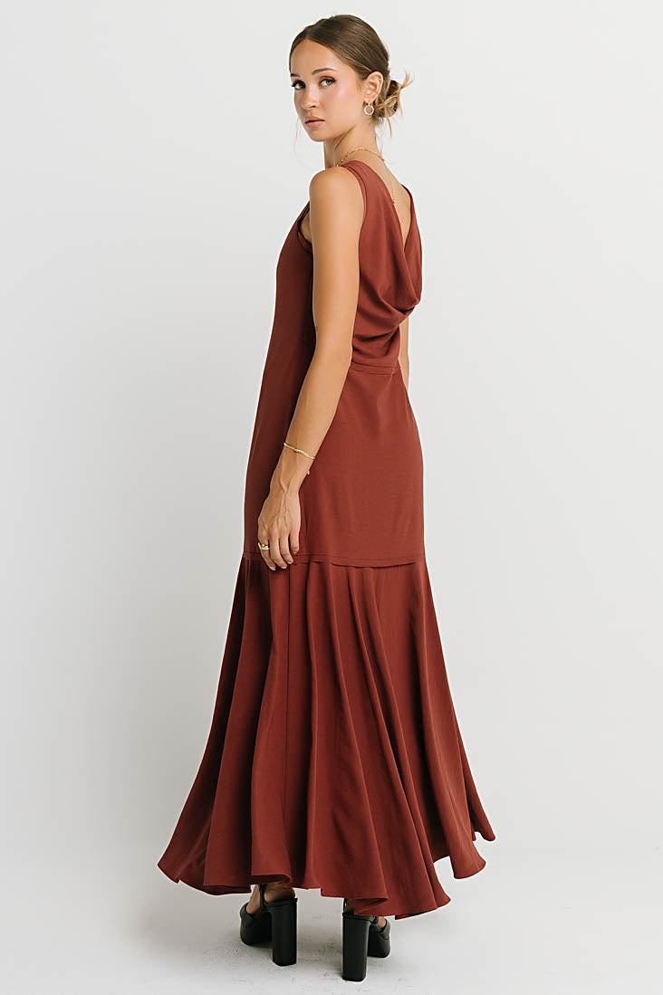 brown and red dress Marlon Maxi in Red-Brown S / Red-Brown Knee Length Korean Frock and comes fully lined. blush pink quinceañera dress COLOR:Customize Color