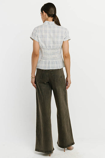 Tristan Plaid Button Up in Blue