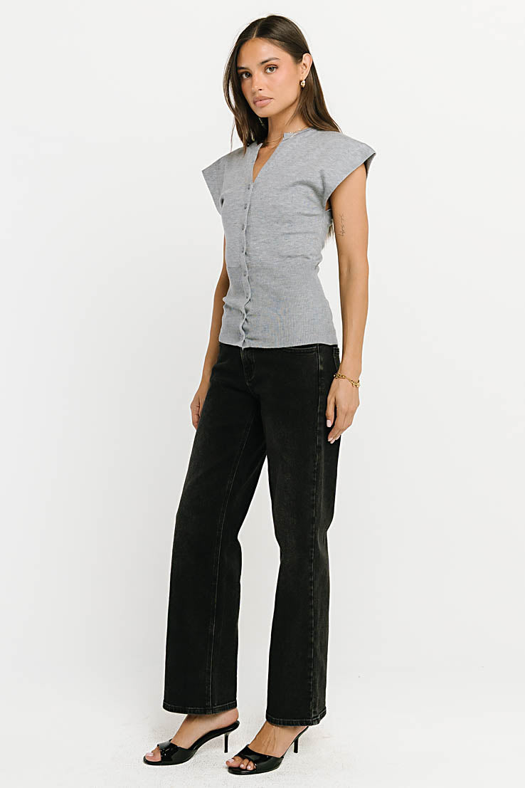 Marco Knit Top in Heather Grey