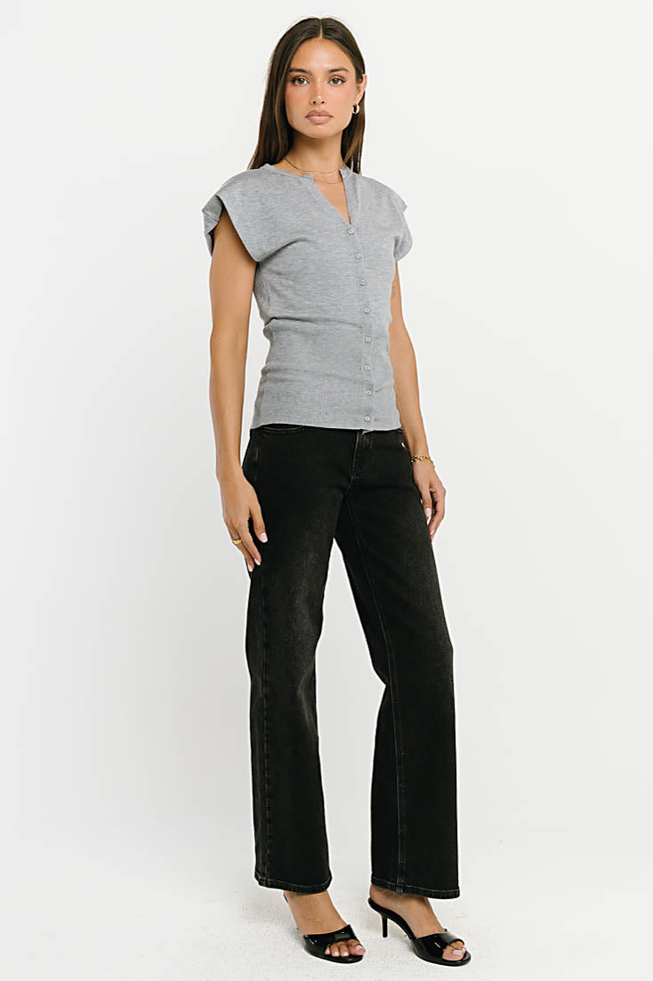 Marco Knit Top in Heather Grey